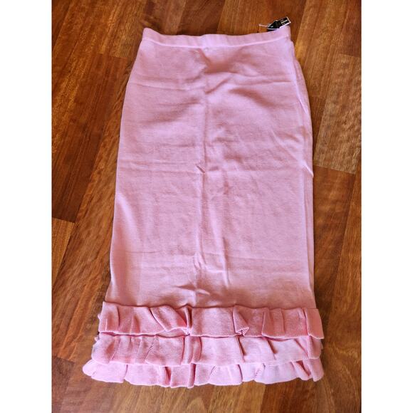 Storybook Knits Vtg HSN pink maxi skirt with ruffles NWT women size small - Picture 1 of 4